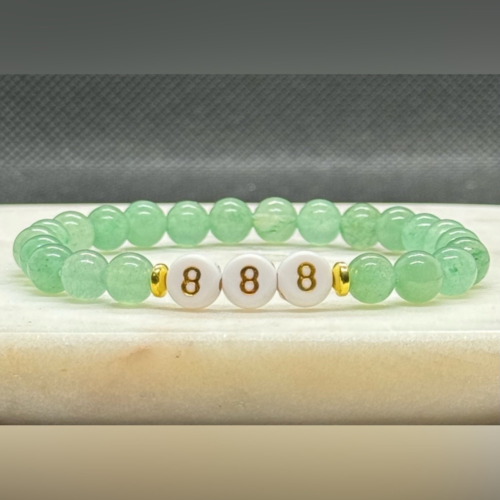 Angel Number 888 Bracelet, Green Aventurine Bracelet
